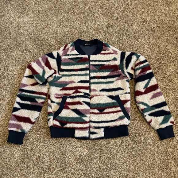 Prana || Polar Escape Reversible Hi Pile Fleece Bomber Jacket Size L - Picture 2 of 10